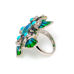 Lalique Paon 18k White Gold + Diamond + Opal // Ring Size 7.5 // Store Display