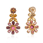 Lalique Psyche 18k Yellow Gold + Diamond + Tourmaline Earrings // Store Display