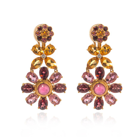 Lalique Psyche 18k Yellow Gold + Diamond + Tourmaline Earrings // Store Display