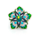 Lalique Paon 18k White Gold + Diamond + Opal // Ring Size 7.5 // Store Display