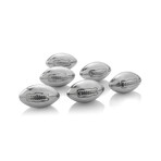 Football Shaped Stainless Steel Whiskey Chilling Stones// Set of 6 + Tongs