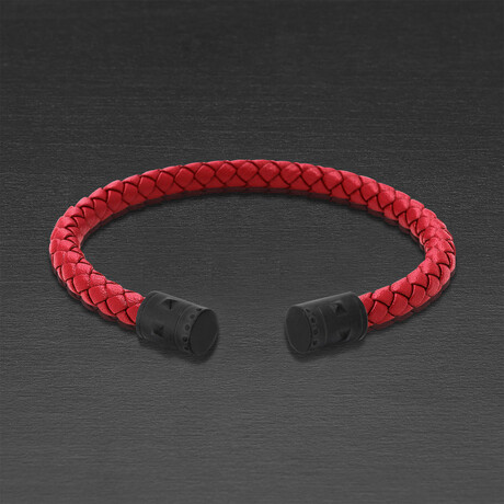 Leather Cuff Bracelet // Red (Medium)