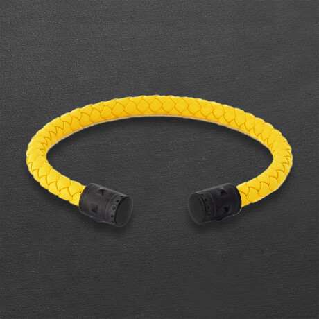 Leather Cuff Bracelet // Yellow (Medium)