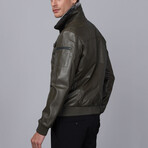 Danny Leather Jacket // Dark Green (XL)