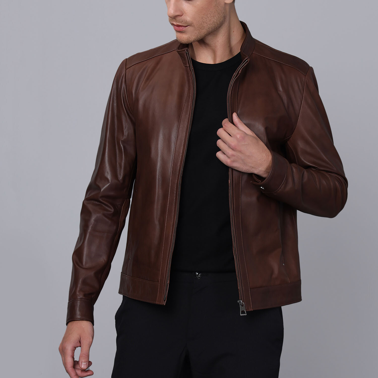 Frank Leather Jacket // Chestnut (S) - Basics&More - Touch of Modern