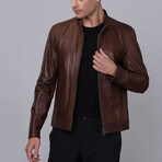 Frank Leather Jacket // Chestnut (3XL)