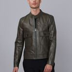 Max Leather Jacket // Dark Green (L)