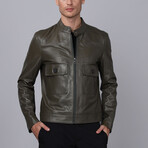 Max Leather Jacket // Dark Green (M)