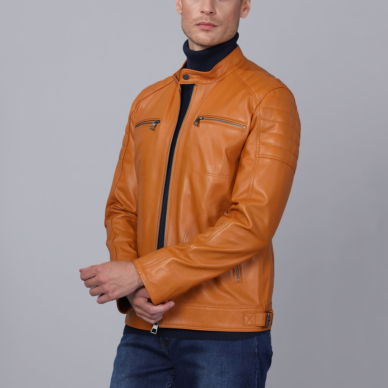 Ocean Leather Jacket // Camel (XL) - Basics&More Leather Jackets ...