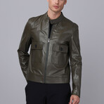 Max Leather Jacket // Dark Green (L)