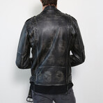 Taylor Rub-off Zippered Leather Jacket // Black (M)