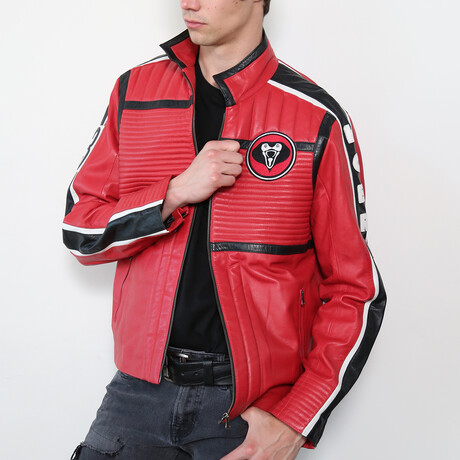 Kobra Kid Leather Jacket // Red + Black (XS)