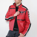 Kobra Kid Leather Jacket // Red + Black (XS)