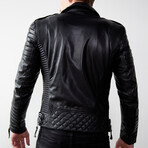 Quilted Motorcycle Leather Jacket // Black (XS)