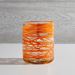 Handblown Glasses // Set of 4 // Orange Swirl