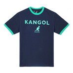 Kangol Kangaroo Logo Ringer Tee // Navy + Green (M)