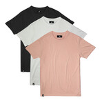 Super Soft Tee // Pack of 3 // Dusty Rose + White + Black (M)