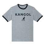 Kangol Kangaroo Logo Ringer Tee // Gray Mix- Black (L)