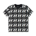 All Over Print Knit T Shirt // Black + White (L)