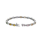 Estate 14K White Gold Diamond + Multicolor Sapphire Bracelet // Pre-Owned