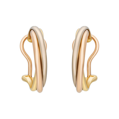 Cartier 18K Yellow + 18k White Gold + 18k Rose Gold Trinity Earrings // Pre-Owned