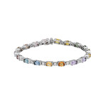 Estate 14K White Gold Diamond + Multicolor Sapphire Bracelet // Pre-Owned