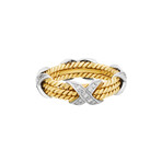 Tiffany & Co. 18K Yellow Gold + Platinum Schlumberger X Ring // Ring Size: 8 // Pre-Owned