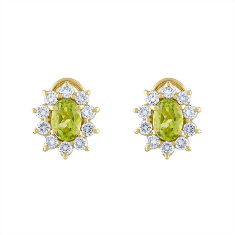 Tiffany & Co. 18K Yellow Gold Diamond + Peridot Flower Earrings // Pre-Owned