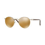 Men's Metal Round Sunglasses // Gold Havana + Light Brown Gold