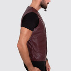 Emmet Leather Vest // Claret Red (3XL)