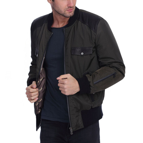 Jake Leather Jacket // Black + Khaki (XS)