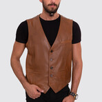 Jackson Leather Vest // Whiskey (3XL)