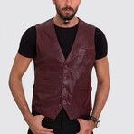 Emmet Leather Vest // Claret Red (3XL)