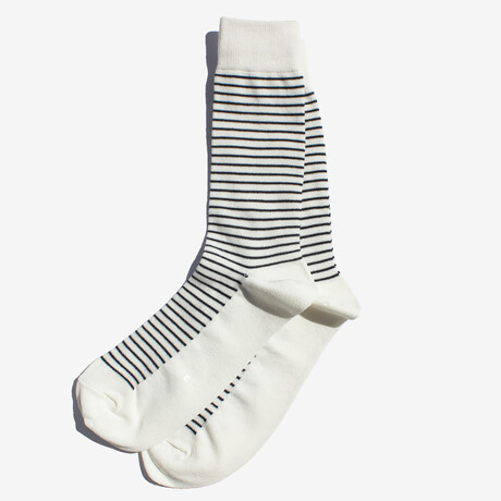 Nautical Stripe Crew Sock // White (Medium)