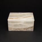 Genuine Rectangular Banded Onyx Jewelry Box