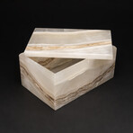 Genuine Rectangular Banded Onyx Jewelry Box