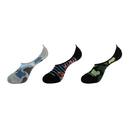 Camo + Lobsters No Show Socks // 3-Pack // Assorted