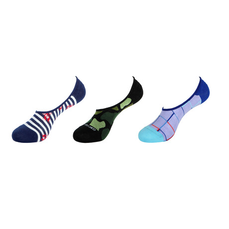 Lobsters + Camo + Squares No Show Socks // 3-Pack // Assorted