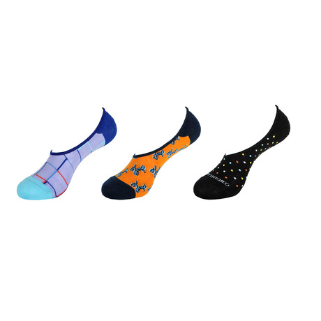 Squares + Dots + Balloon Dogs No Show Socks // 3-Pack // Assorted