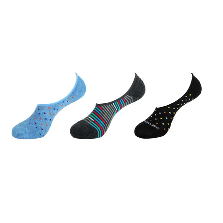 Dots + Stripes No Show Socks // 3-Pack // Assorted