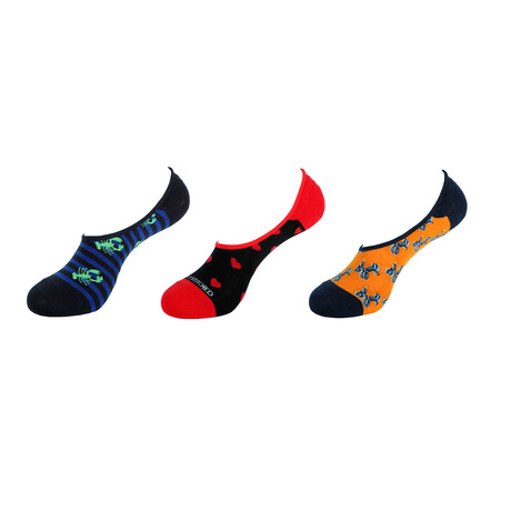 Lobsters + Hearts + Balloon Dogs No Show Socks // 3-Pack // Assorted
