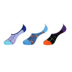 Crabs + Squares No Show Socks // 3-Pack // Assorted