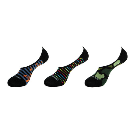 Camo + Stripes + Lobsters No Show Socks // 3-Pack // Assorted