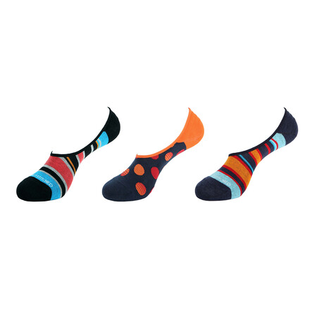 Stripes + Dots No Show Socks // 3-Pack // Assorted