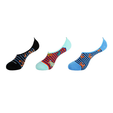 Lobsters + Turtles + Crabs No Show Socks // 3-Pack // Assorted