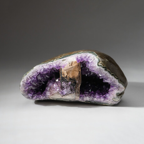 Genuine Natural Amethyst Geode + Large Calcite Crystal