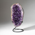 Genuine Natural Amethyst Crystal Cluster + Custom Metal Stand