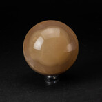 Genuine Polished Honey Banded Onyx Sphere + Acrylic Display Stand