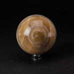 Genuine Polished Honey Banded Onyx Sphere + Acrylic Display Stand