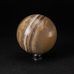 Genuine Polished Honey Banded Onyx Sphere + Acrylic Display Stand